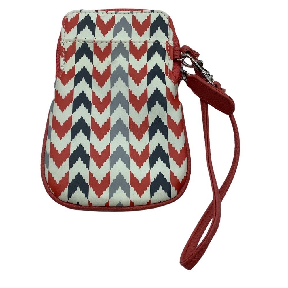 Wristlet Orange gray clutch‎ chevron top zip